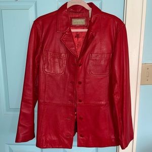 Vintage Liz Claiborne Red Leather Blazer
